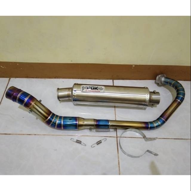 Knalpot PDK BULAT CINCIN satria FU/VIXION FULL CACING  BLUE