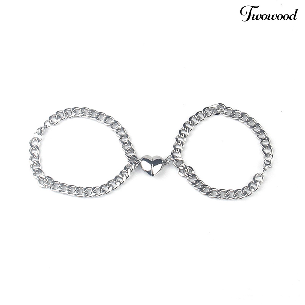 2pcs Gelang Magnetik Adjustable Bahan Stainless Steel Untuk Pesta