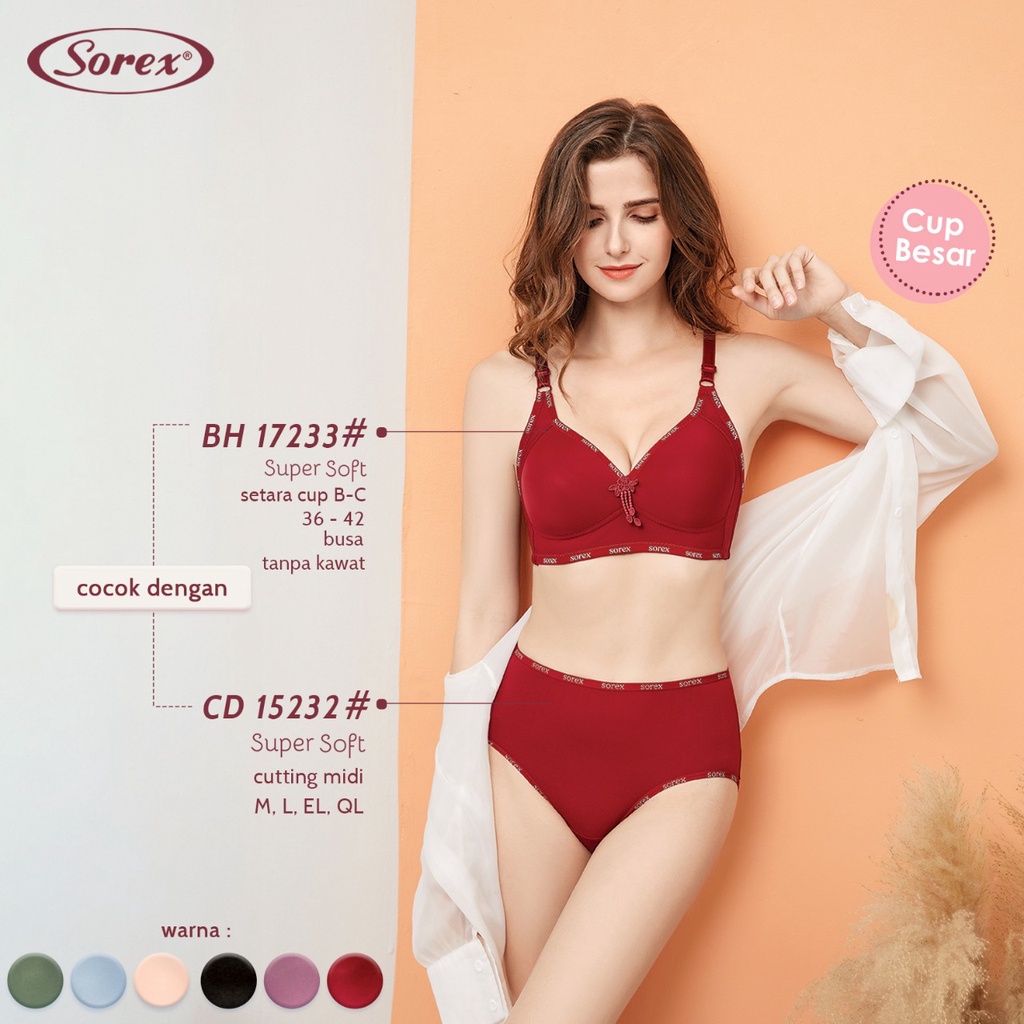 BISA PILIH WARNA Sorex Celana Dalam Wanita - CD 15232 - Midi Panty - Super Soft