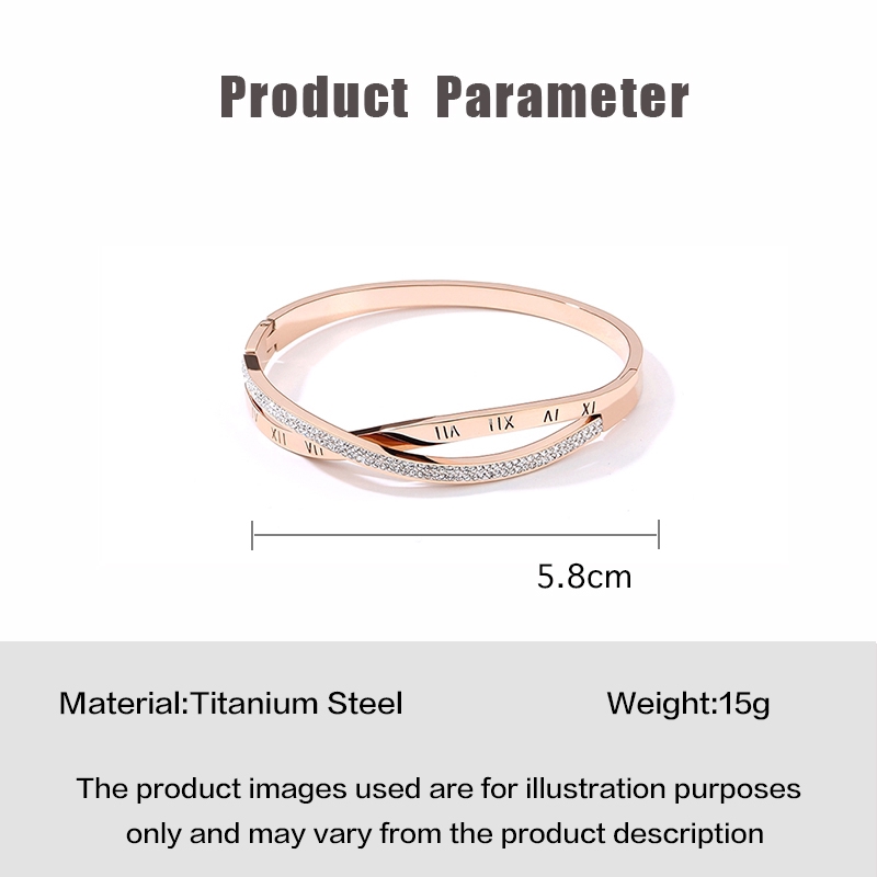 Gelang Model Bangle Angka Romawi Bahan Titanium Steel untuk Wanita