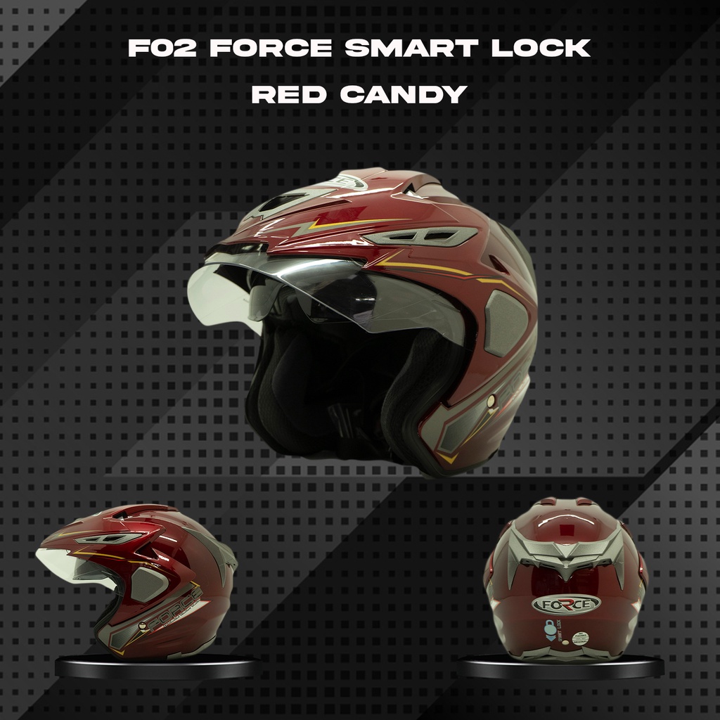 Helm Motor F02 Force Smart Lock Red Candy