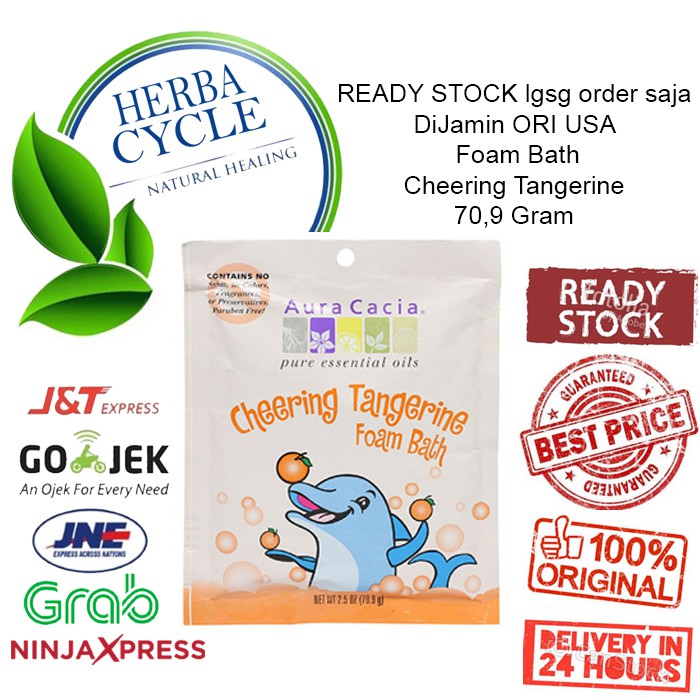 Aura Cacia Tangerine Cheering Foam Bath 70.9 g Mandi Busa Aroma Jeruk