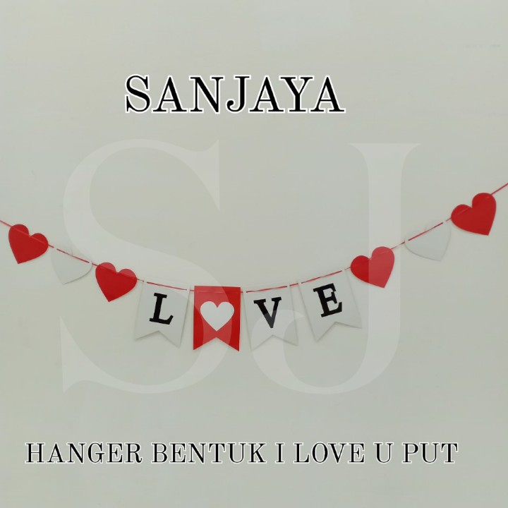 Banner Flag Romantis / Bunting Flags Tulisan I Love You / Banner Romantis / Decoration Kertas Hanger Bentuk I Love U