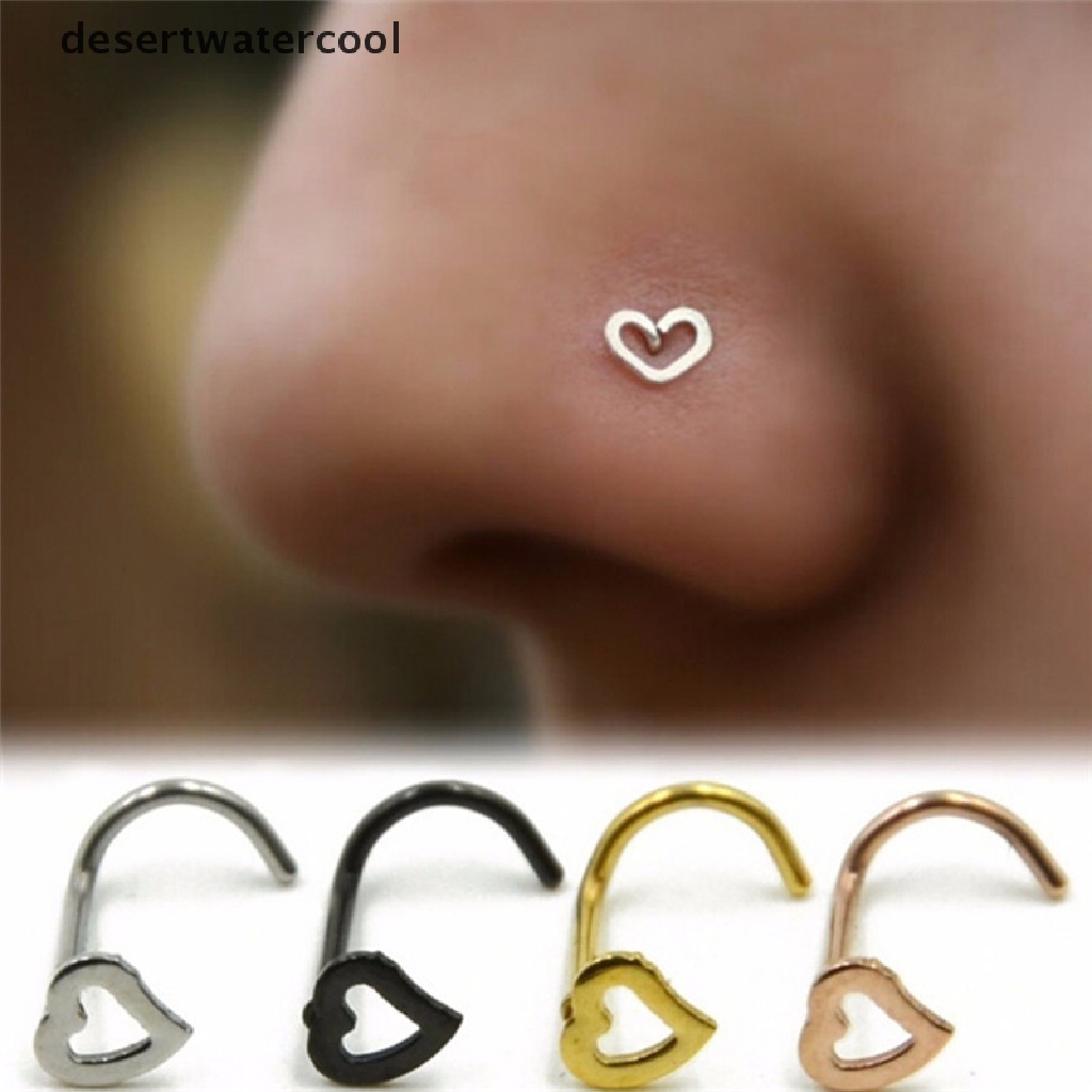 Cincin Tindik Hidung Telinga Bibir Bentuk Hati Bahan Stainless Steel Gaya Punk