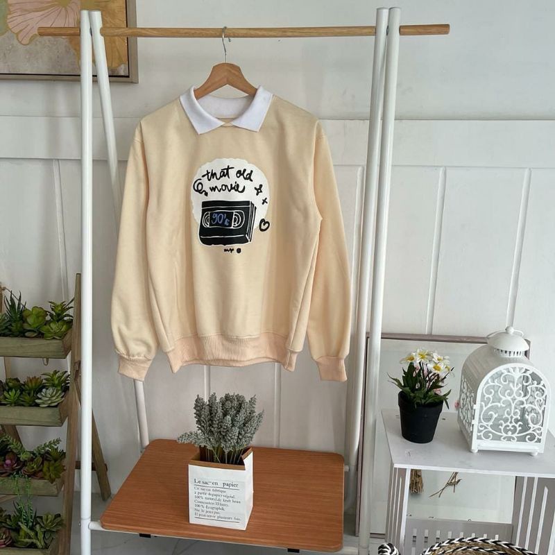 damai fashion jakarta - sweater baju atasan tangan panjang kerah OLD MOVIE SWEATER  - konveksi murah