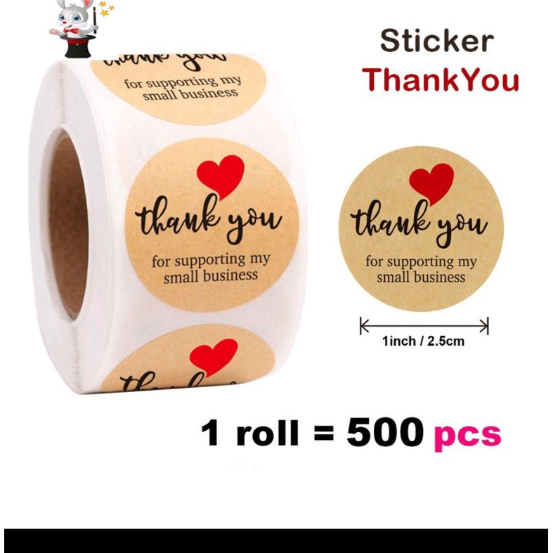 sticker thank you 1 roll isi 500 stiker 2.5cm