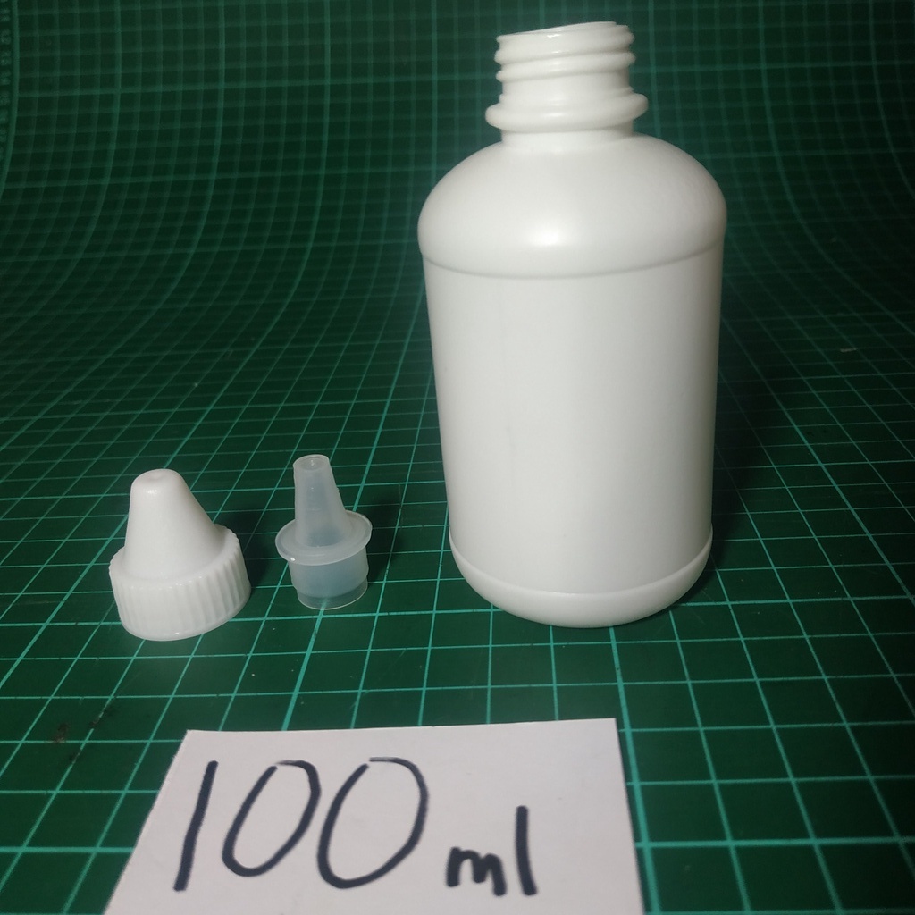 CC botol tetes Plastik 100 ml - Lancip 100ml - natural bening putih susu