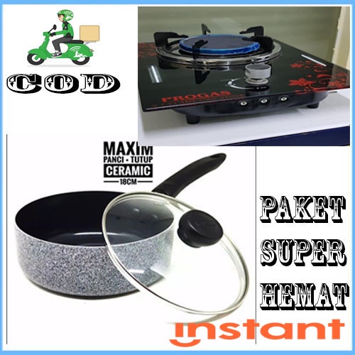 PROMO ISI 2 PCS Maxim Neostone Wajan Panci Saucepan 18 Cm + PG TANAM 1 TUNGKU API BARA MANTAP