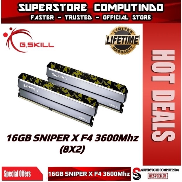 RAM G.Skill Sniper X DDR4 16GB (2X8) 3600Mhz - F4 3600C19D 16GSXKB