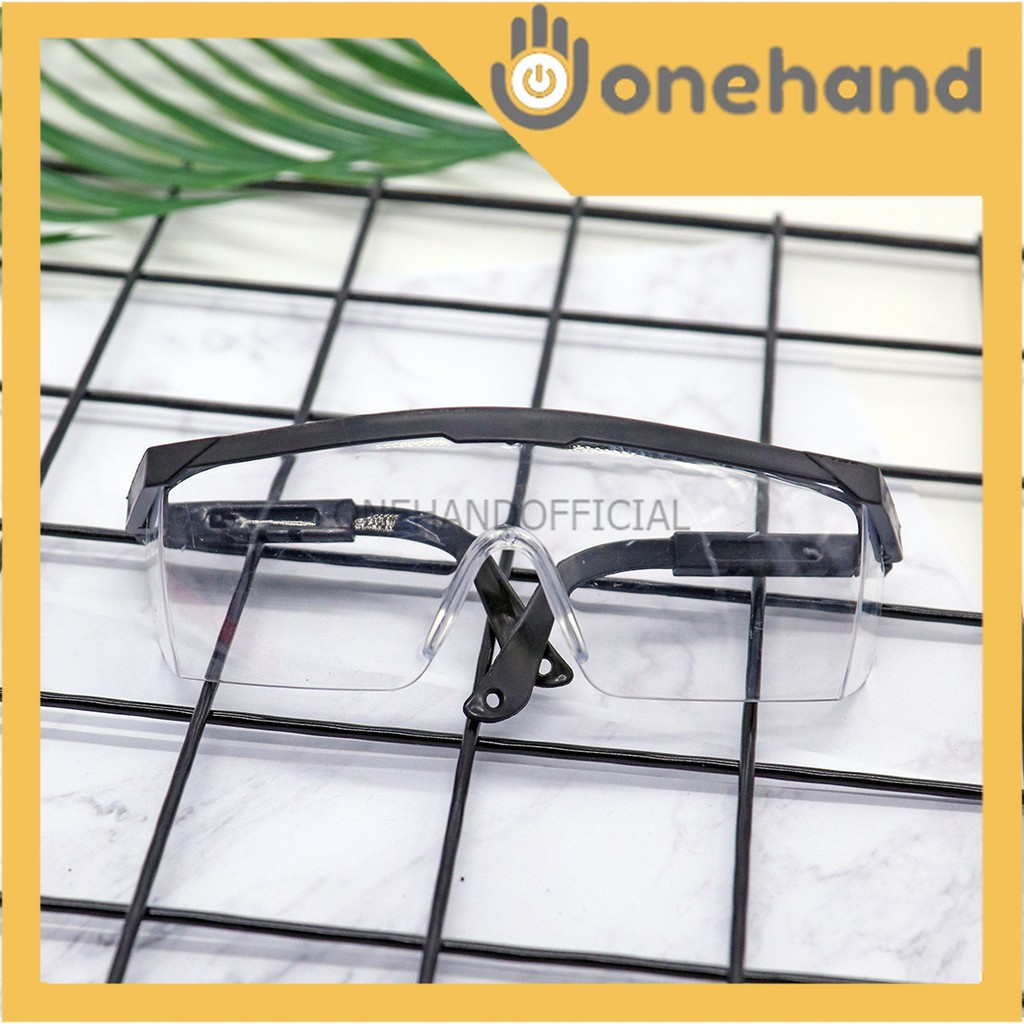 KACAMATA SAFETY CLEAR BENING FRAME BIRU / KACAMATA APD MEDIS - ONEHAND OFFICIAL