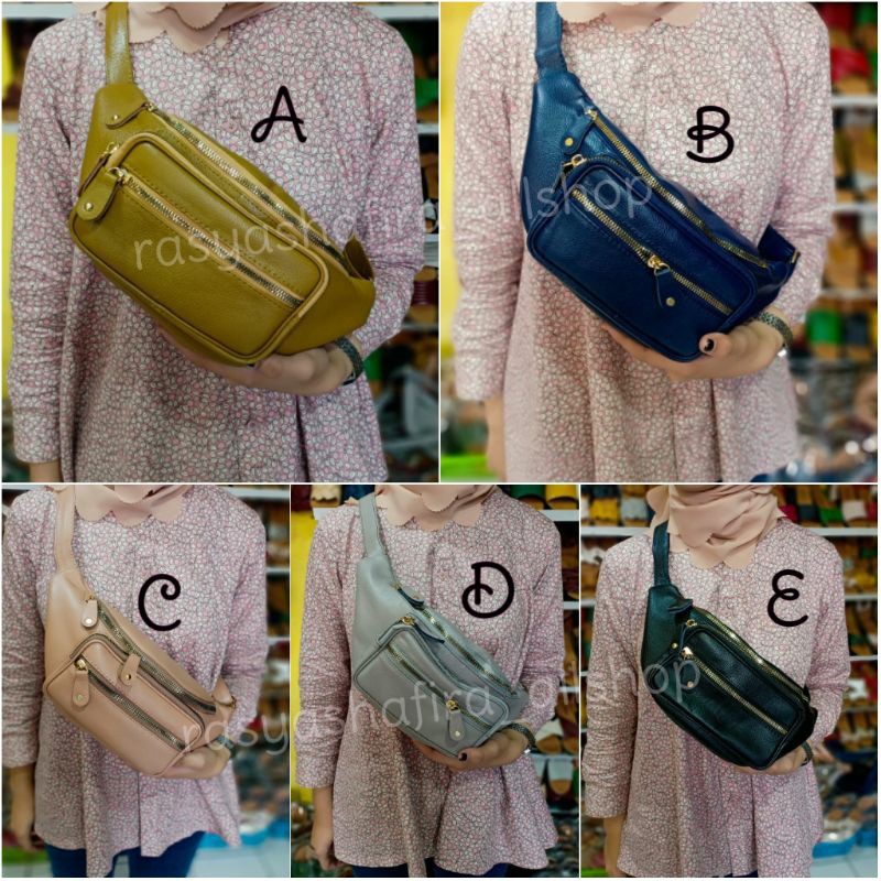 tas kulit asli Garut tas kulit wanita murah santai lucu unik waistbag tas pinggang