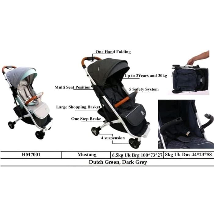 Makassar Promo! Stroller Horsemen MUSTANG Ukuran Kecil dan Cabin Size 6.5KG Original