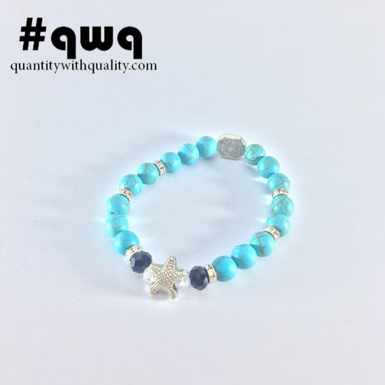 gelang batu alam cewek cowok custom Natural blue phyrus pantai bracelet