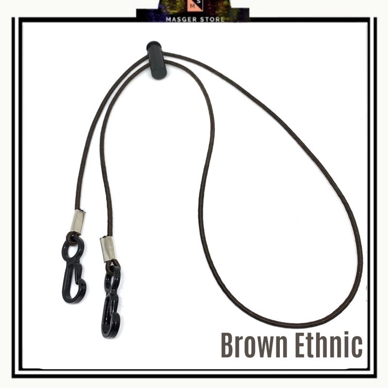 Kalung Masker Hijab 2in1 Strap Masker Elastis Stretchy Tali masker Kalung Strap Mask Hijab Strap Mask Premium-Brown Ethnic