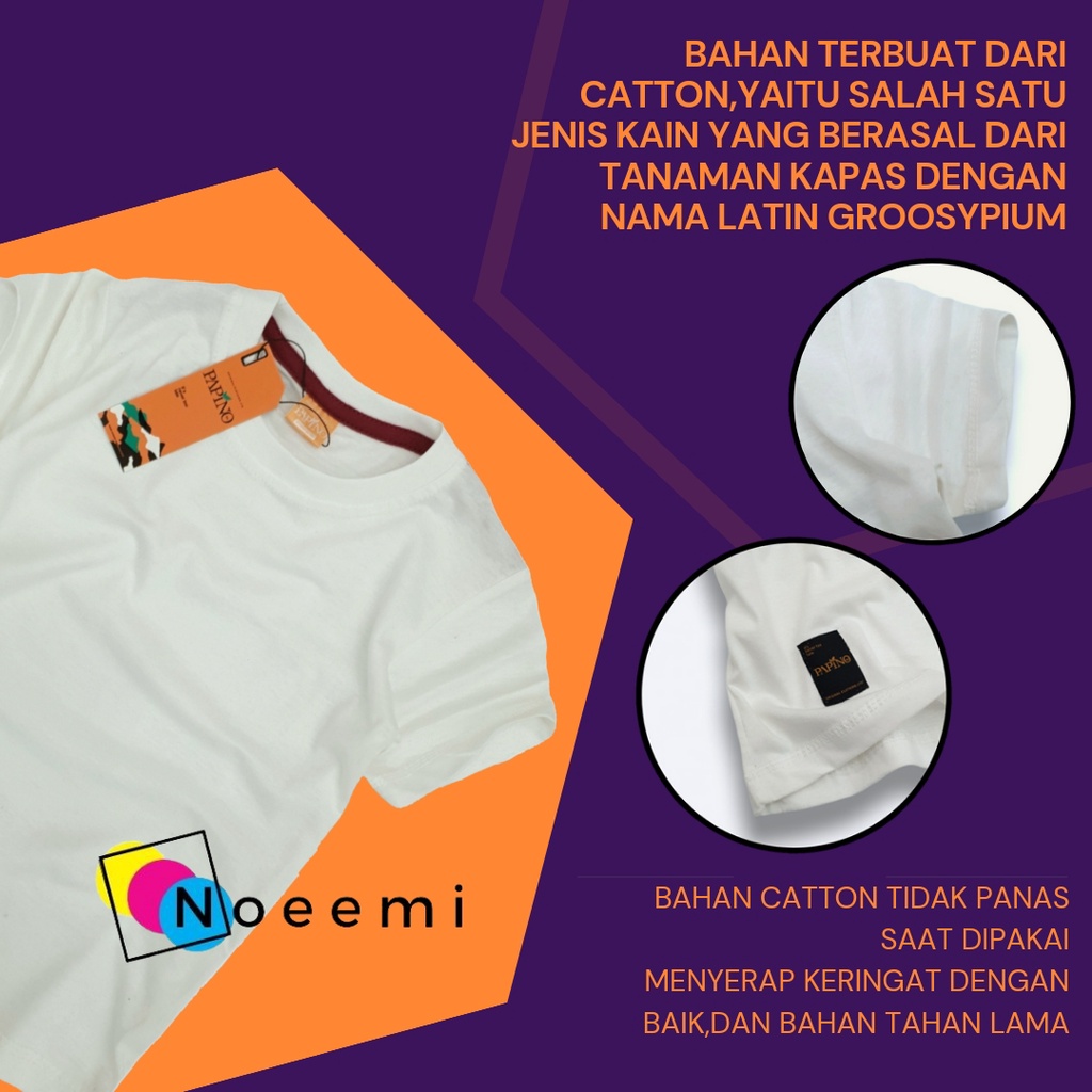 Papino Baju Kaos Anak Laki Laki 1-12 Tahun Pakaian Distro Oblong Polos Putih