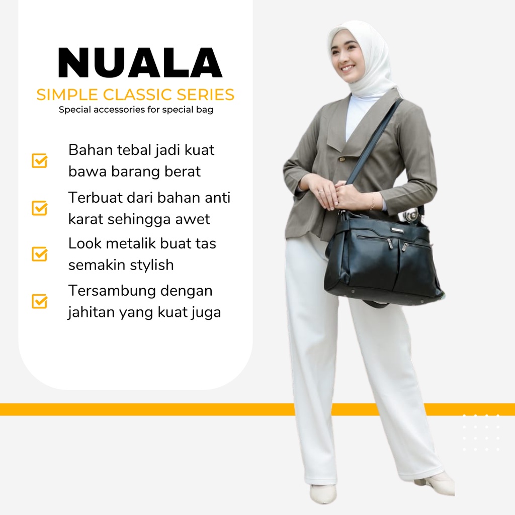 NUALA Bag by Manjua. Tas Kerja, Tas Kuliah, Muat Laptop 14 inch. Tas Laptop, Ukuran Besar.