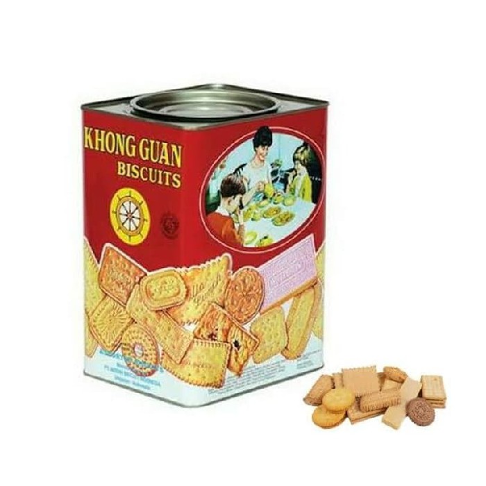 

Red 1600 Kaleng Unik Besar Guan Biscuit Persegi Berkualitas Khong gram Assorted