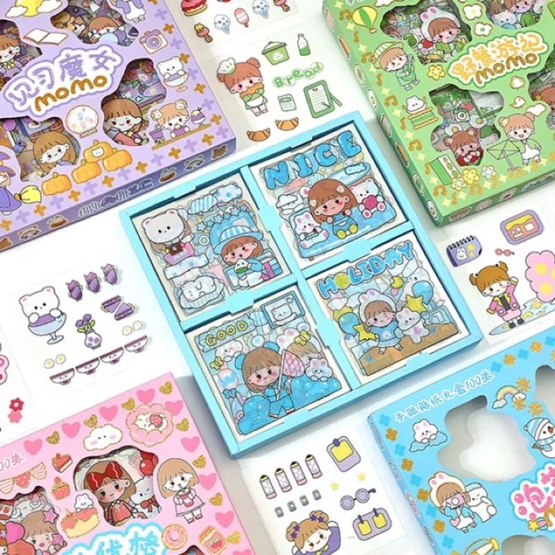 

100 Lembar Stiker PET Lucu Sticker Box Anti Air Untuk Jurnal Scrapbook Hp Laptop Tumblr