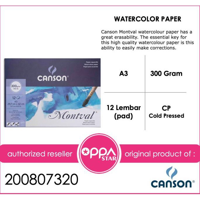 

Discount Canson Montval Aquarelle A3 300g 29,7x42 - Kertas Gambar Watercolor