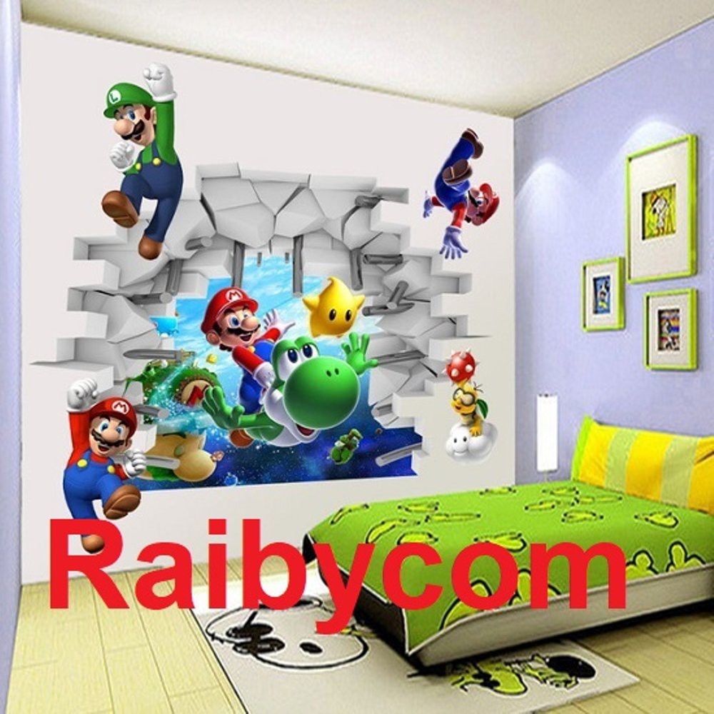 Buruan Wall Sticker 3d Dinding Kamar Anak Poster Mario Bros 3 Dimensi Stiker Promo