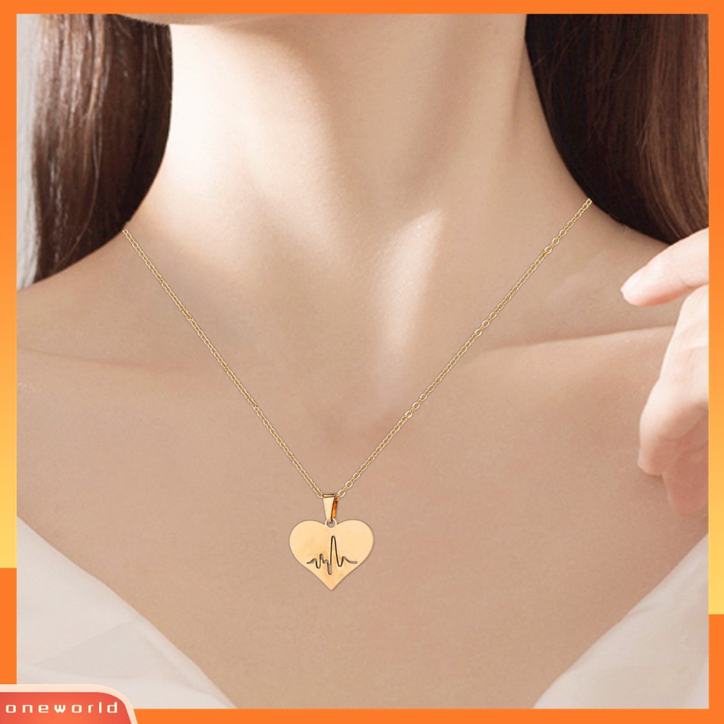 1 Set Perhiasan Kalung Anting Bentuk Hati Model Hollow Out Untuk Wanita