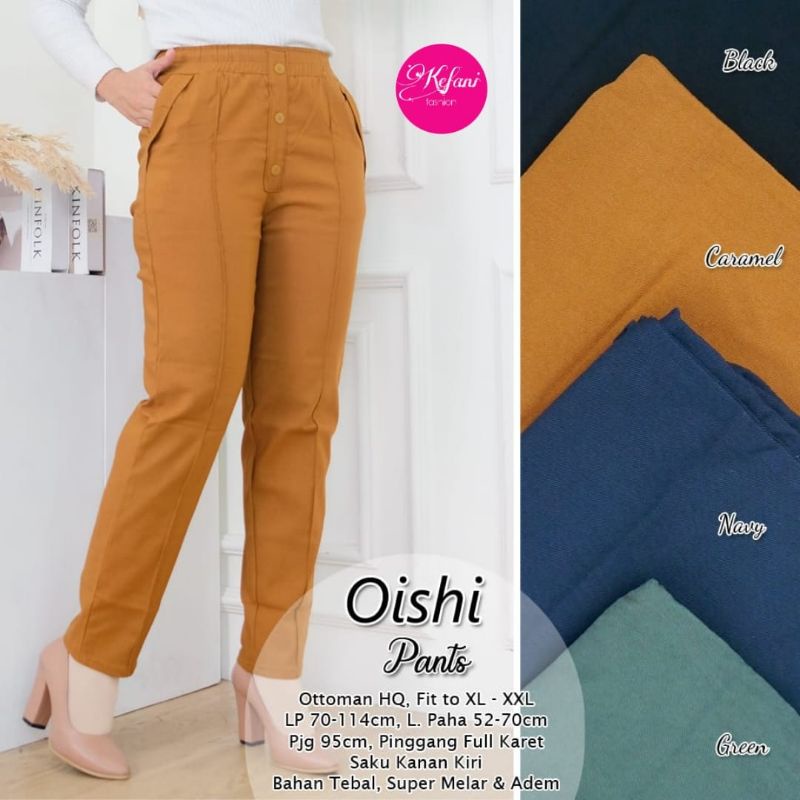 oishi pant, celana cewek polos jumbo, celana panjang cewek jumbo