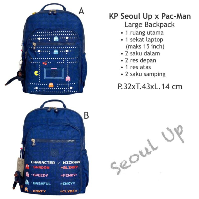 BACKPACK KP SEOUL PACMAN TAS RANSEL LAPTOP TAS ANAK