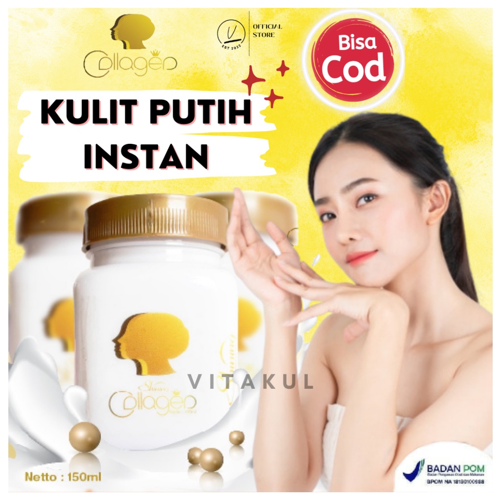Bibit Collagen Shining Body Cream Lotion Pemutih Kulit Badan Wanita Cewek Pria Cowok Tubuh Permanen 