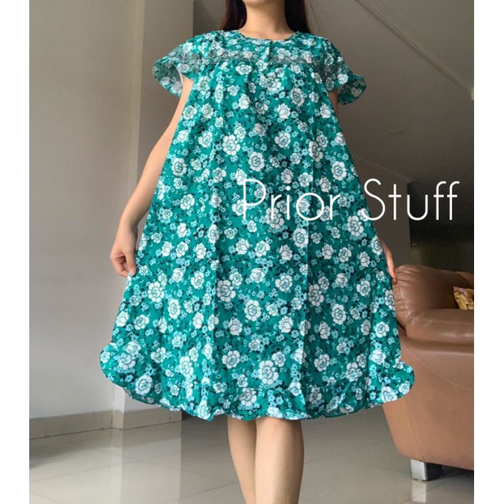 Daster Smoke Merlin Motif Flowers