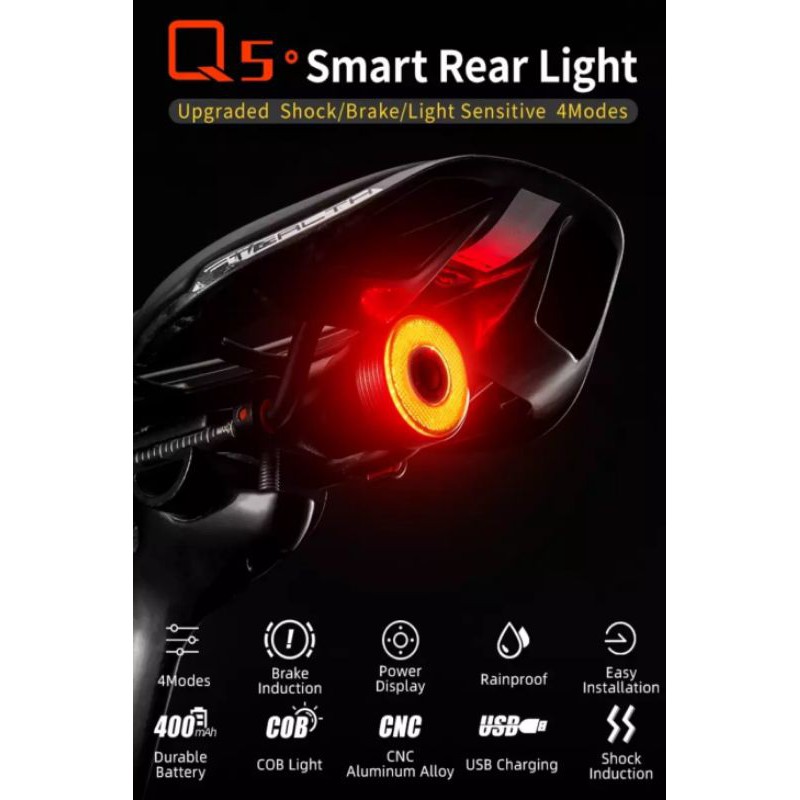 Rockbros Q5 Smart Brake - Rockbros Lampu Led Rem Sepeda Sensor Gerak