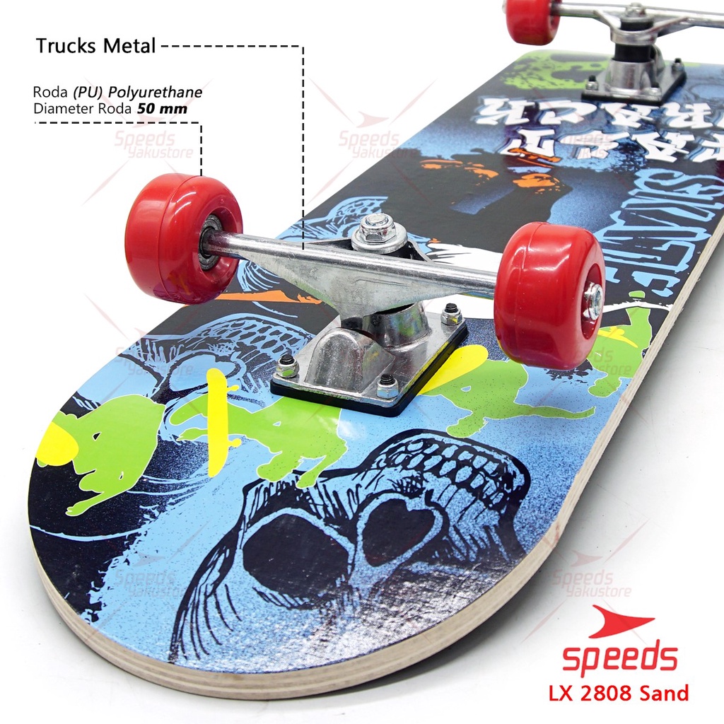 SPEEDS Papan Skateboard FullSet Dewasa Besar Alas Pasir Kayu Skate Board LX 028-2808 Sans