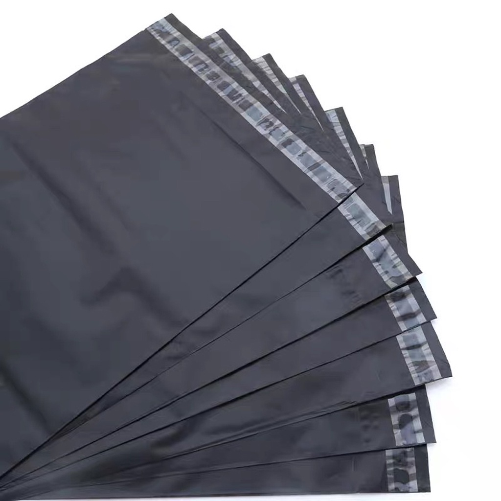 ☀ INDOLAND ☀  Polymailer Kantong Plastik Packing 30x40cm Olshop LDPE 100pcs Lem Perekat Anti Plong Black Glossy R642