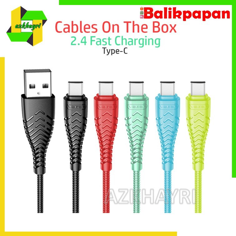 VEGER Kabel Data V110 USB Type C 2.4A Type-C Micro Lightning iPhone High Speed Fast Charging Quick Charge