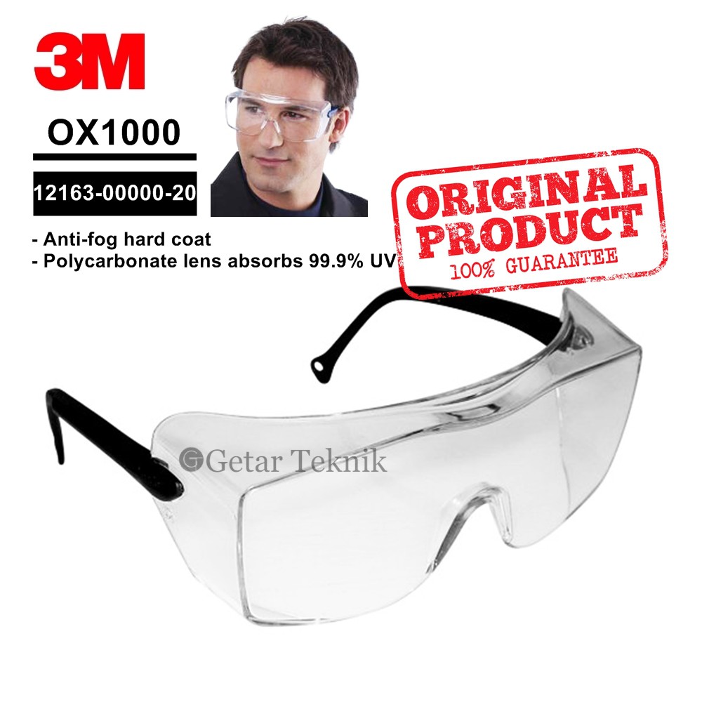Kaca mata safety 3M OX1000 Protective Eyewear 2000 12163-00000-20 - Kacamata APD Anti Droplet