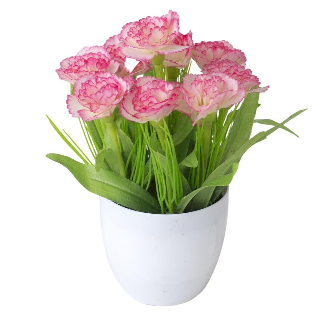 NM815 Bunga Plastik / Pajangan Bunga Artificial / Vas Bulat-Pink