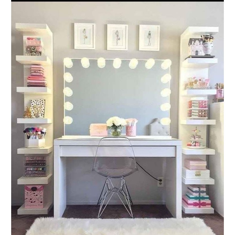 Meja Rias HPL Lampu Led