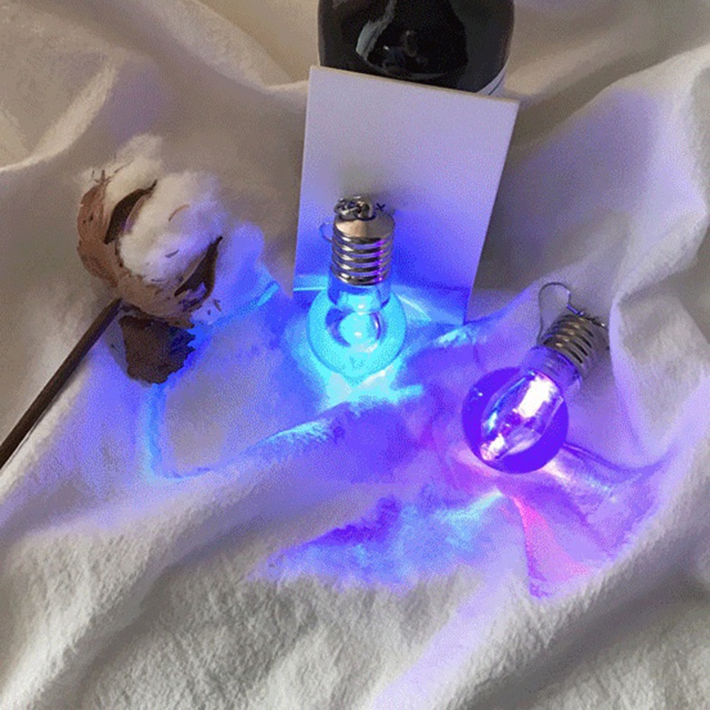 Hu Hu Hu Hu Hu Alat Bantu Pasang Kacamata♡ Anting Gantung Panjang Model Bohlam Lampu Warna-Warni Untuk Wanita