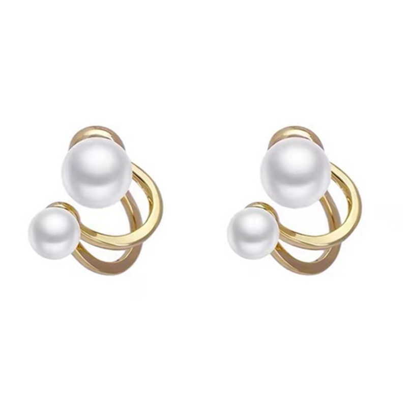 Anting Stud Huggie Mutiara Zircon Kecil Gaya Korea Klasik Elegan Untuk Wanita