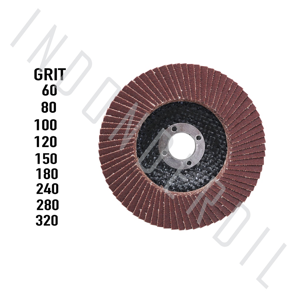 Amplas Gerinda-Gurinda Mata Susun-Flap Disc Tebal 4 Inch-In  60-80-100-120-150-240-180-280-320-400