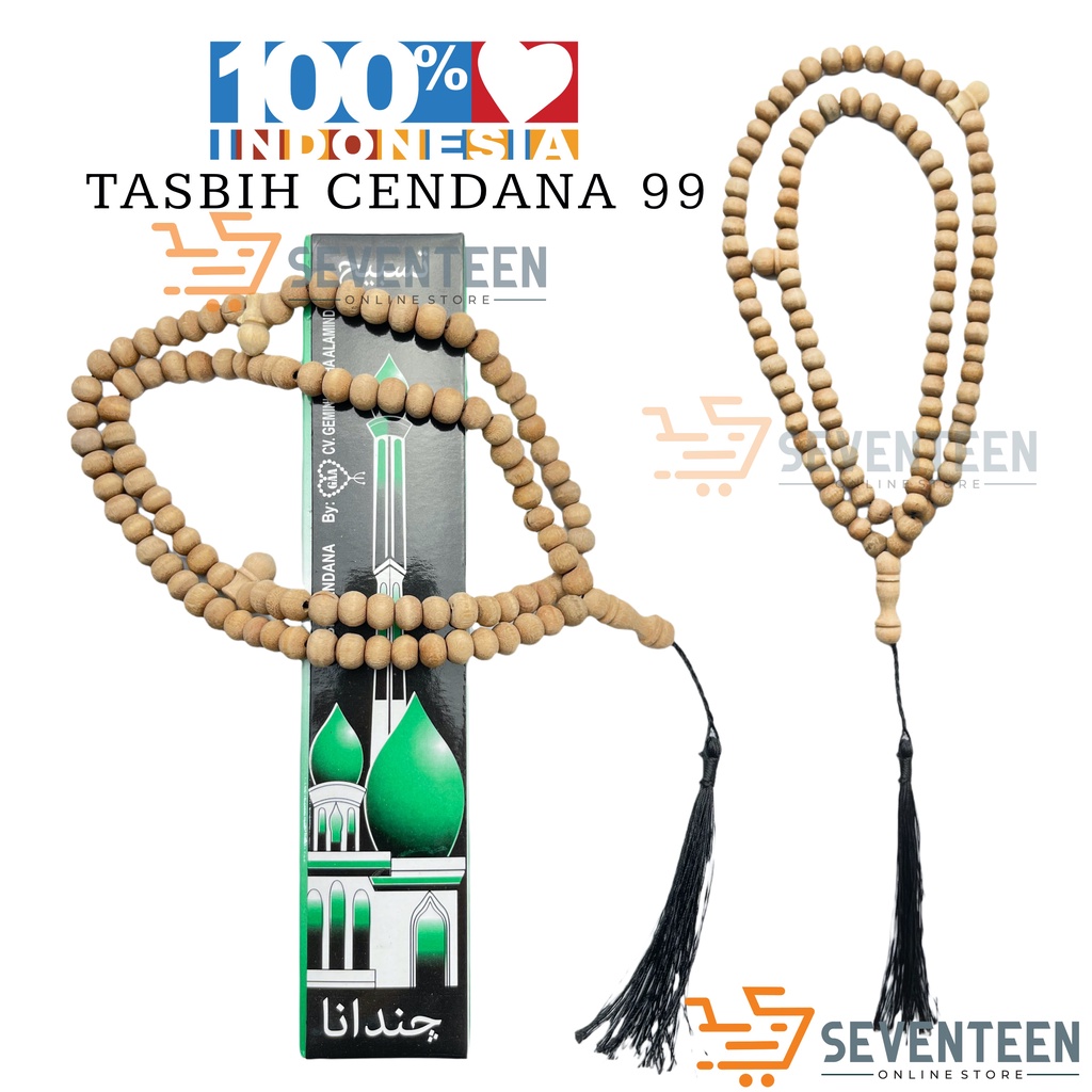 SEVENTEEN TASBIH KAYU 99 BUTIR TASBIH WANGI TASBIH CENDANA MUSLIM SOUVENIR HAJI YASINAN TAHLILAN TASBIH SHOLAT