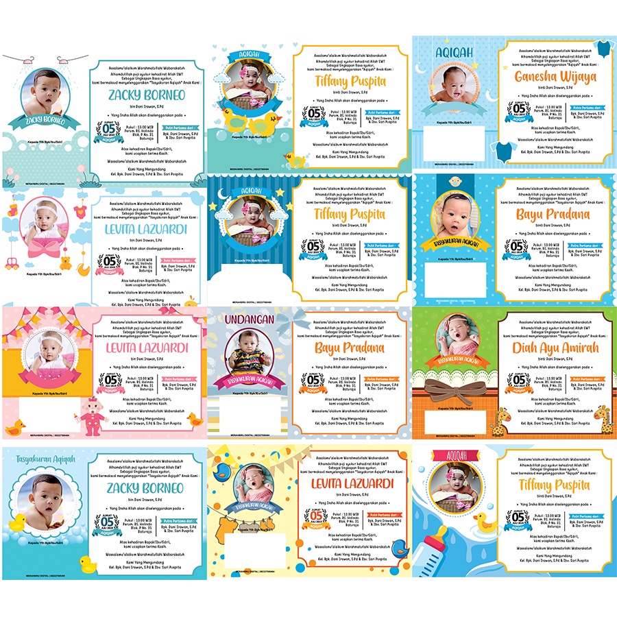 75 Template Desain Undangan Aqiqah Format Cdr (Coreldraw) Siap Pakai