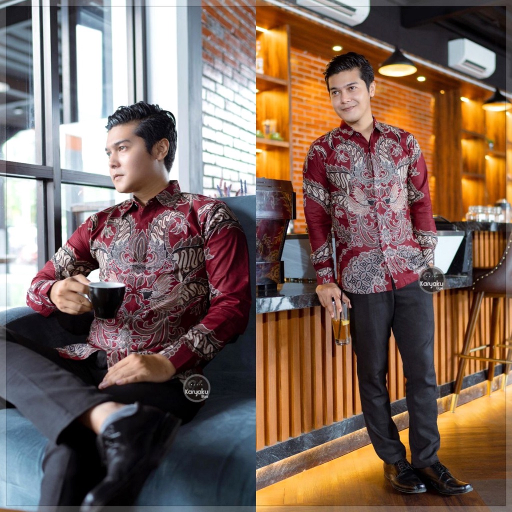 NEW ARRIVAL DISTRO BATIK PRIA ORIGINAL BORDIR SOGAN HRB026  Kemeja Batik Slimfit