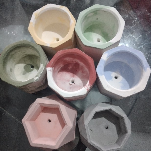 Pot Mini Marble Kuning Putih