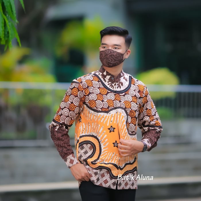 Baju Koko Muslim Batik Pria Dewasa Lengan Panjang Premium Full Furing Produksi Batik Aluna