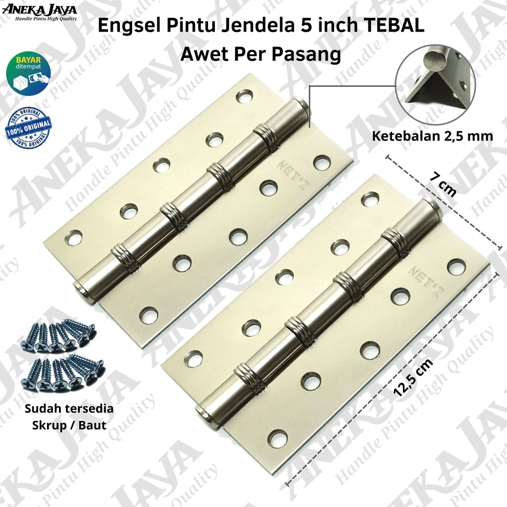 Engsel 5 inch / Engsel lubang 5  - Lubang 4 Engsel Daun pintu Besar &amp; pintu kupu tarung