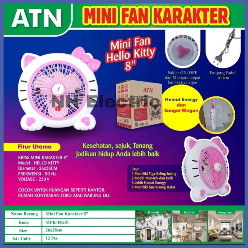 Kipas Angin Karakter Atn - Kipas Angin 8 Inchi Atn - Box Fan Karakter 8&quot; Atn