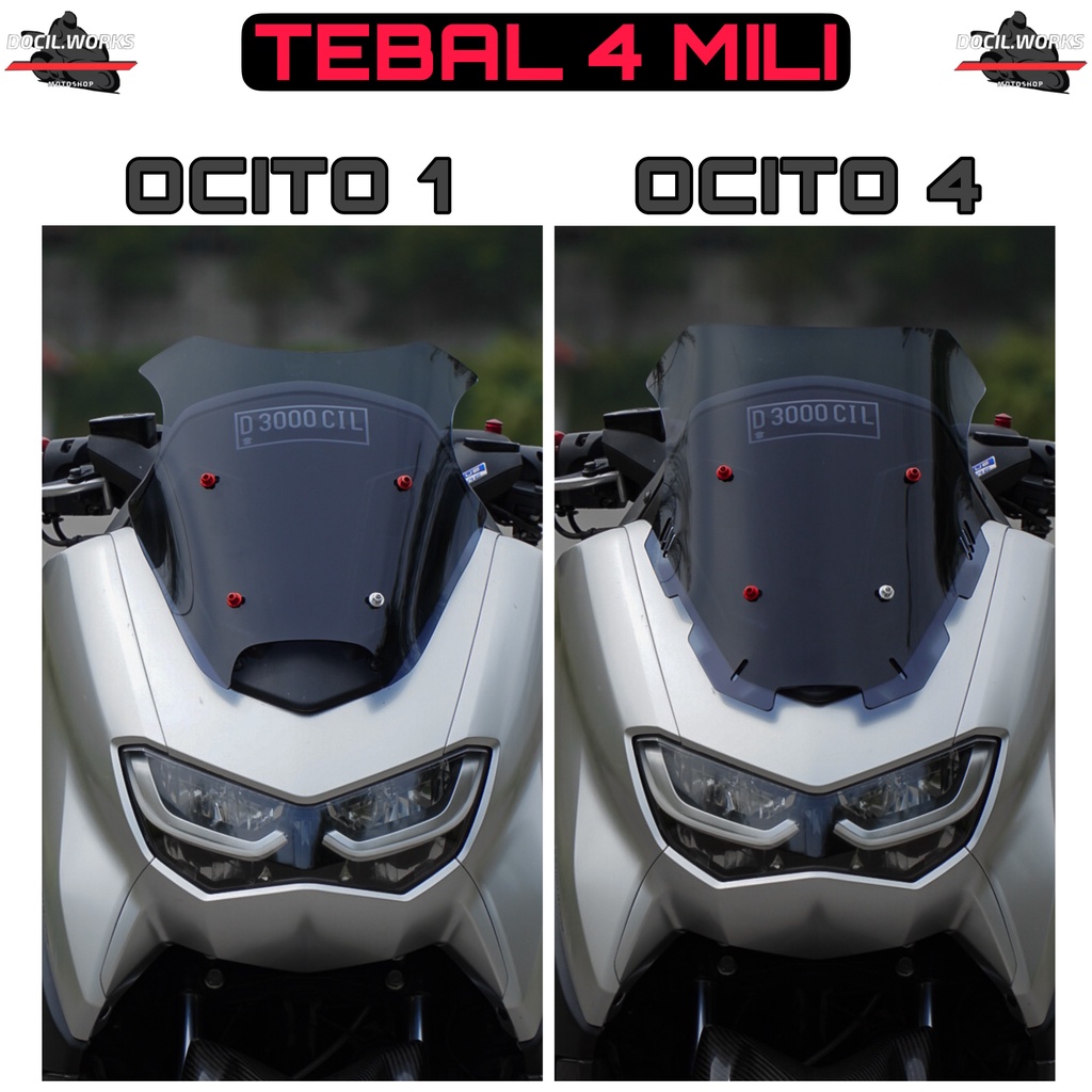 WINSHIELD VISOR YAMAHA NMAX NEW OLD MODEL OCITO 1 2 3 4 TEBAL 4 MM FREE BAUD HITAM SMOKE BENING