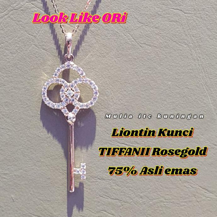 DISKON Liontin Kunci Tiffanii Rosegold 75% Asli emas