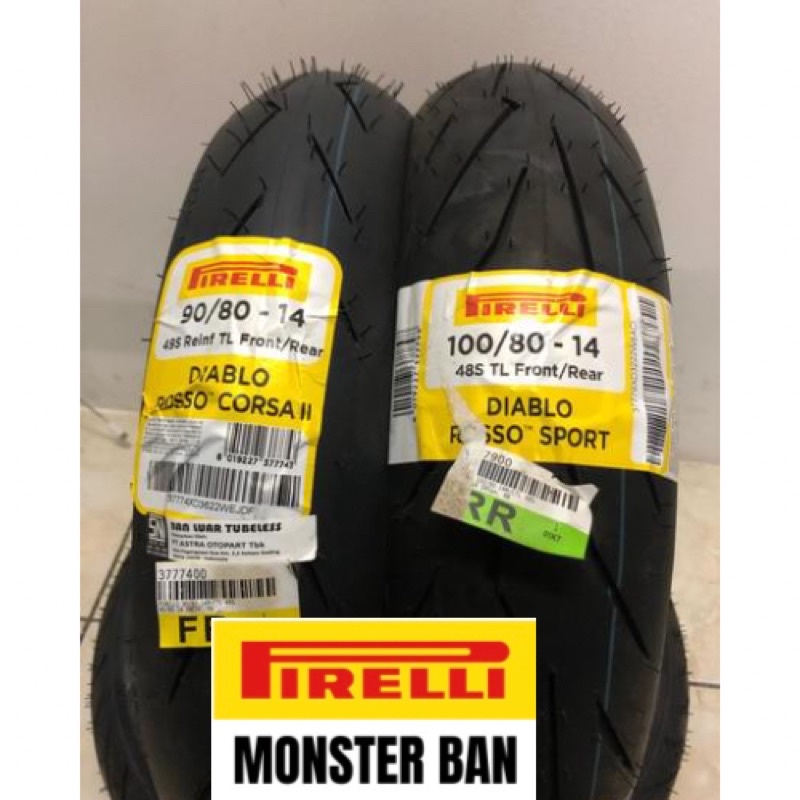 paket pirelli Diablo rosso corsa 2 90/80-14 & 100/80-14 Diablo rosso sport