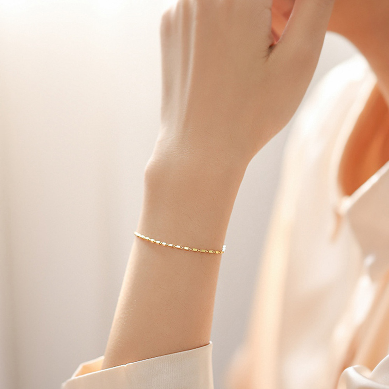 Gelang Manikmanik Warna Gold Gaya Minimalis Tipis Untuk Priawanita